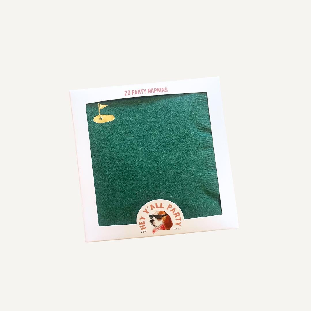 Golf Golfing Gold Foil Party Green Napkin