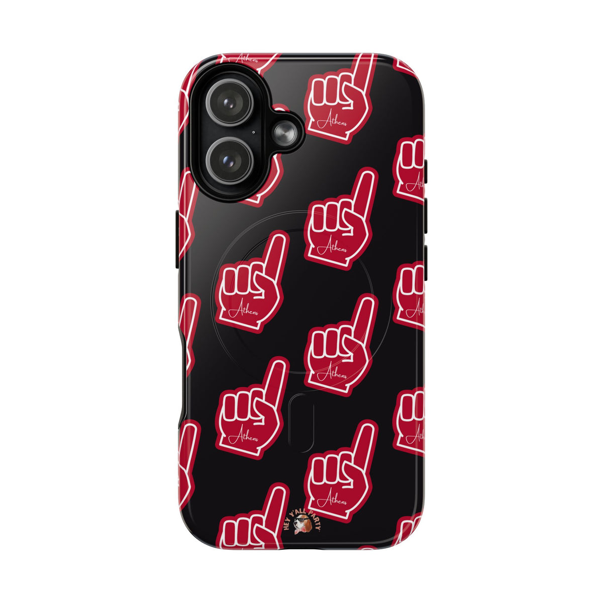 Red Foam Finger "Athens" Georgia Pattern phone case | Magnetic iPhone case | Sports fan accessory
