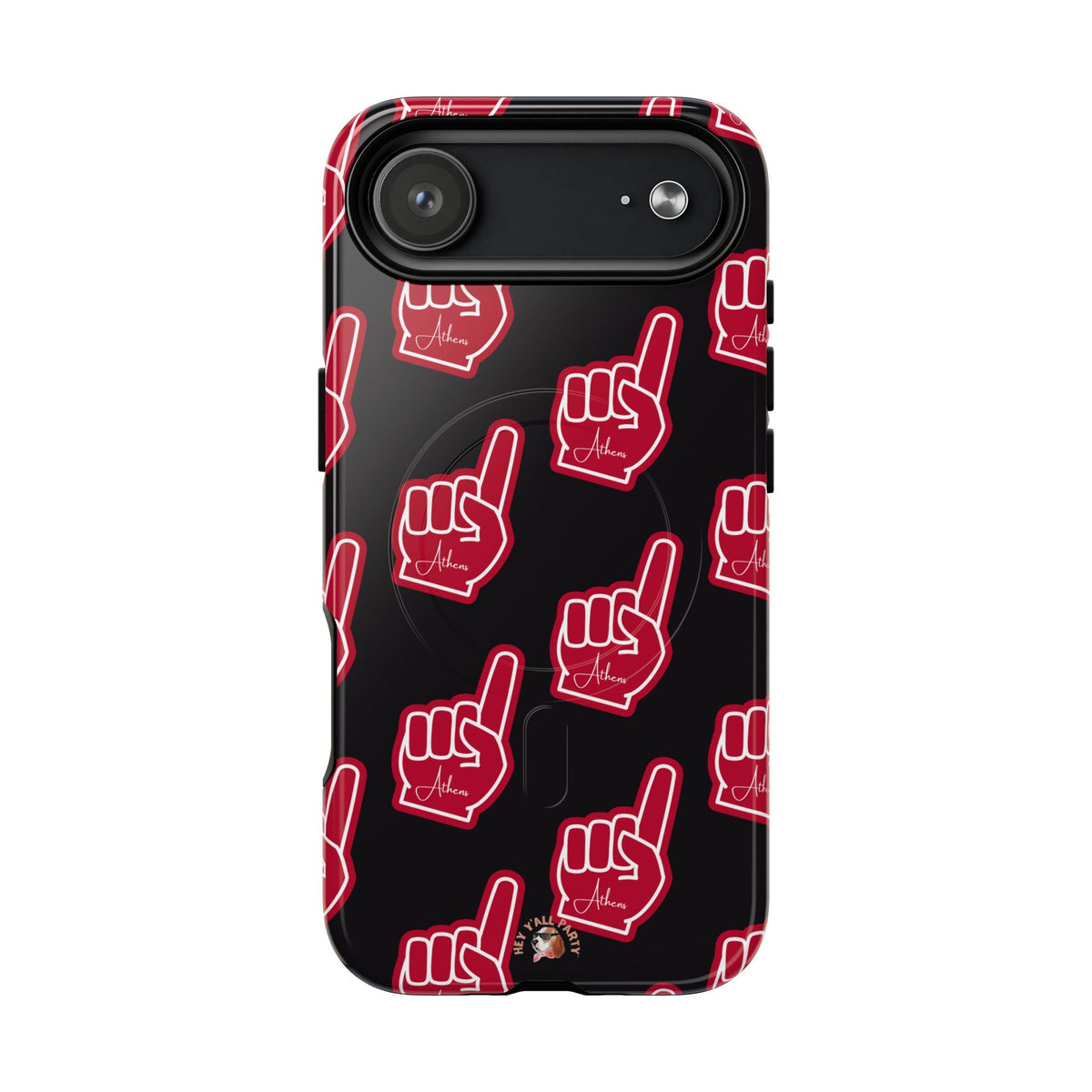 Red Foam Finger "Athens" Georgia Pattern phone case | Magnetic iPhone case | Sports fan accessory