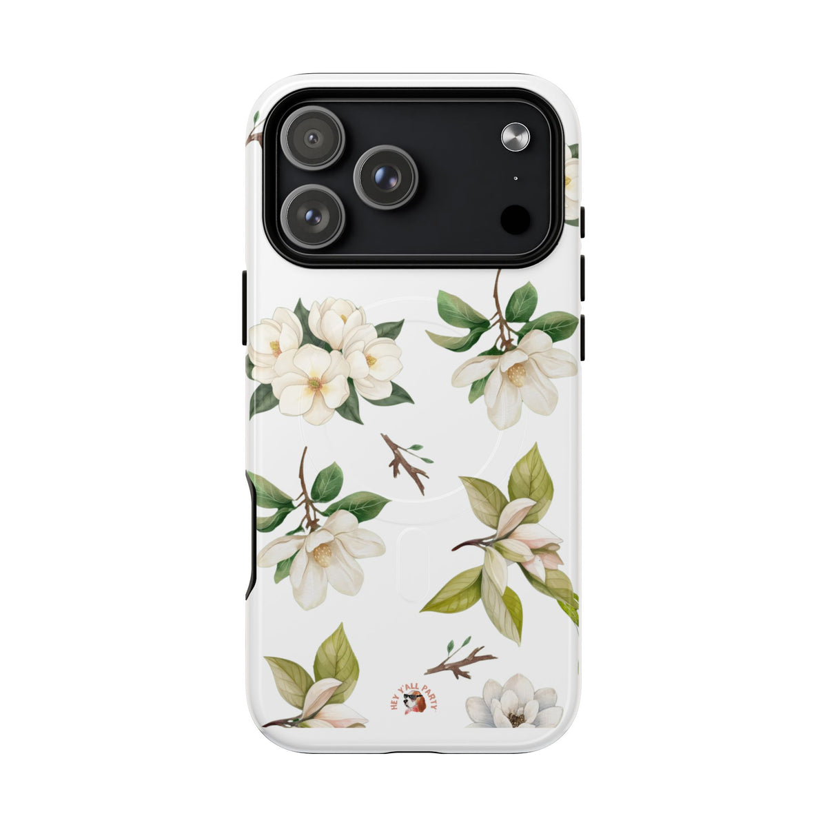 White Magnolia Floral Phone Case | Tough Magnetic Case