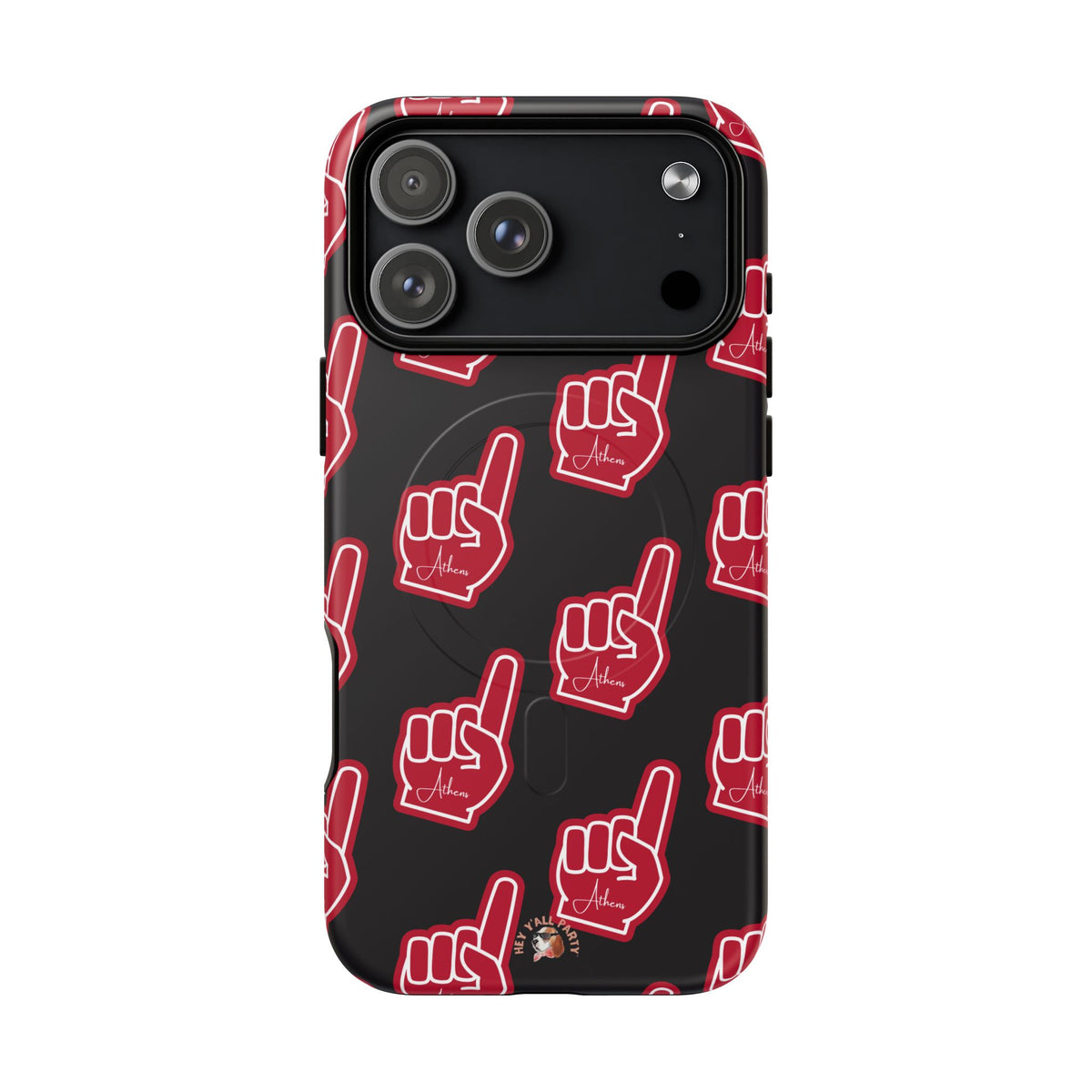 Red Foam Finger "Athens" Georgia Pattern phone case | Magnetic iPhone case | Sports fan accessory