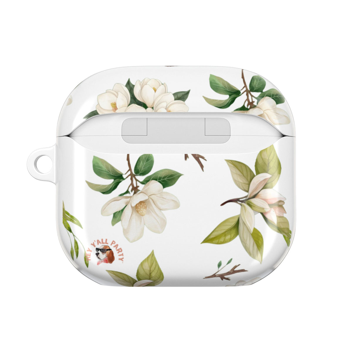 White Magnolia Floral AirPod Case | Botanical Flower Pattern