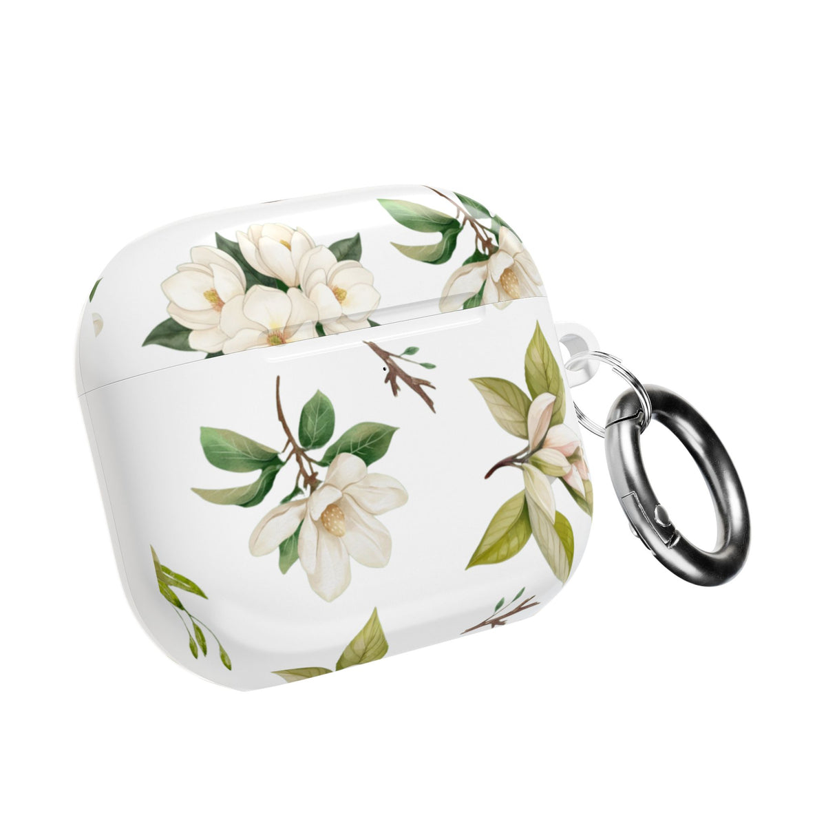 White Magnolia Floral AirPod Case | Botanical Flower Pattern