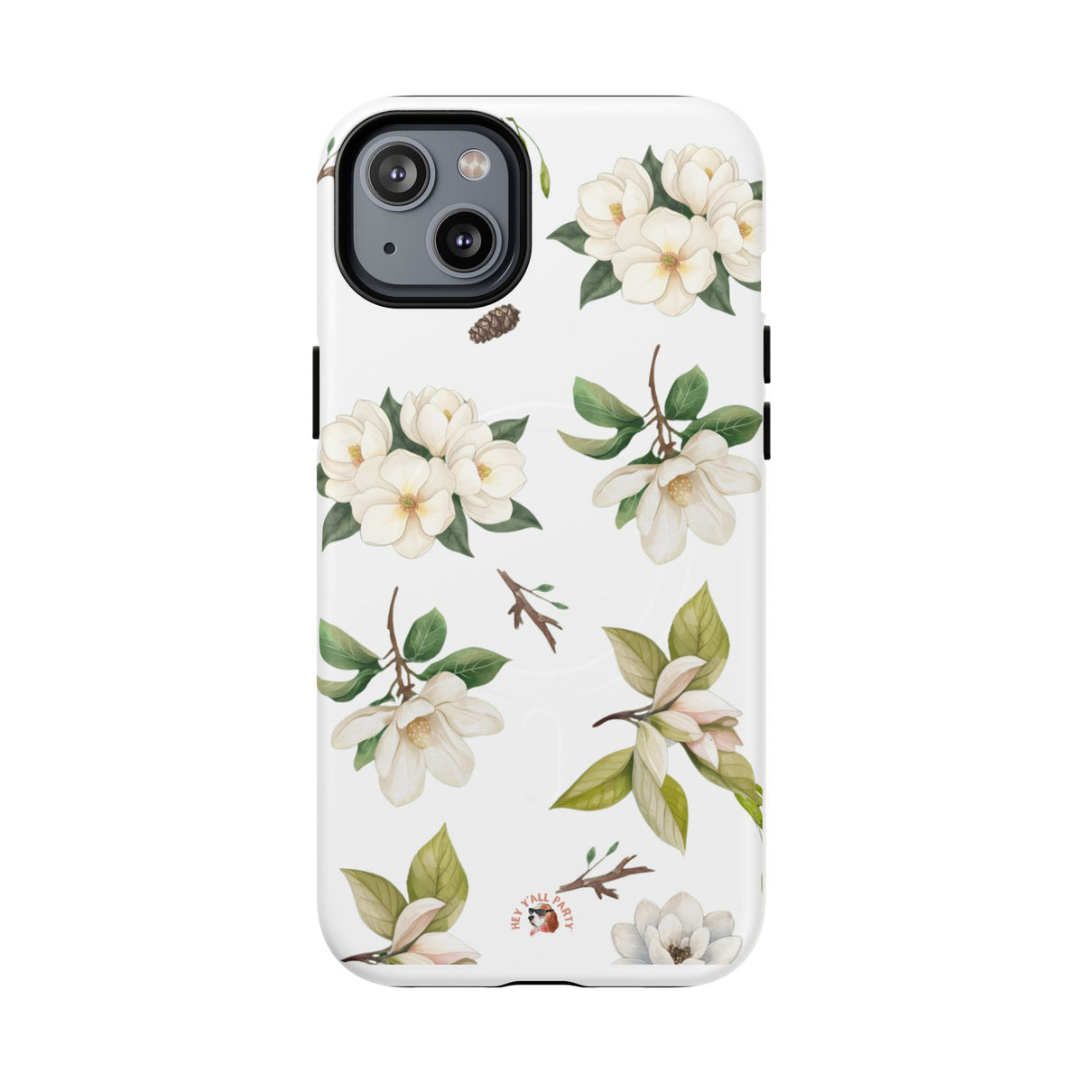 White Magnolia Floral Phone Case | Tough Magnetic Case