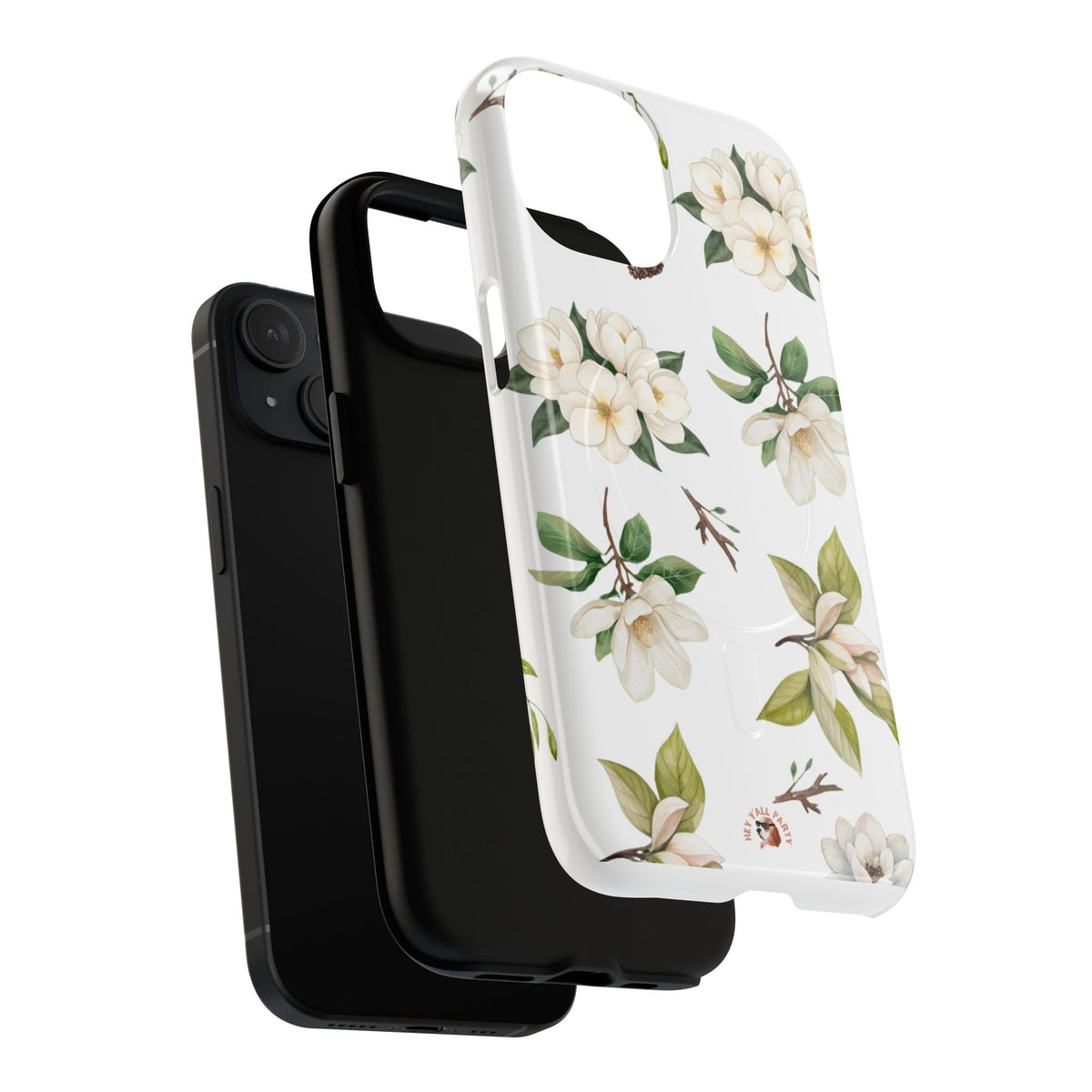 White Magnolia Floral Phone Case | Tough Magnetic Case
