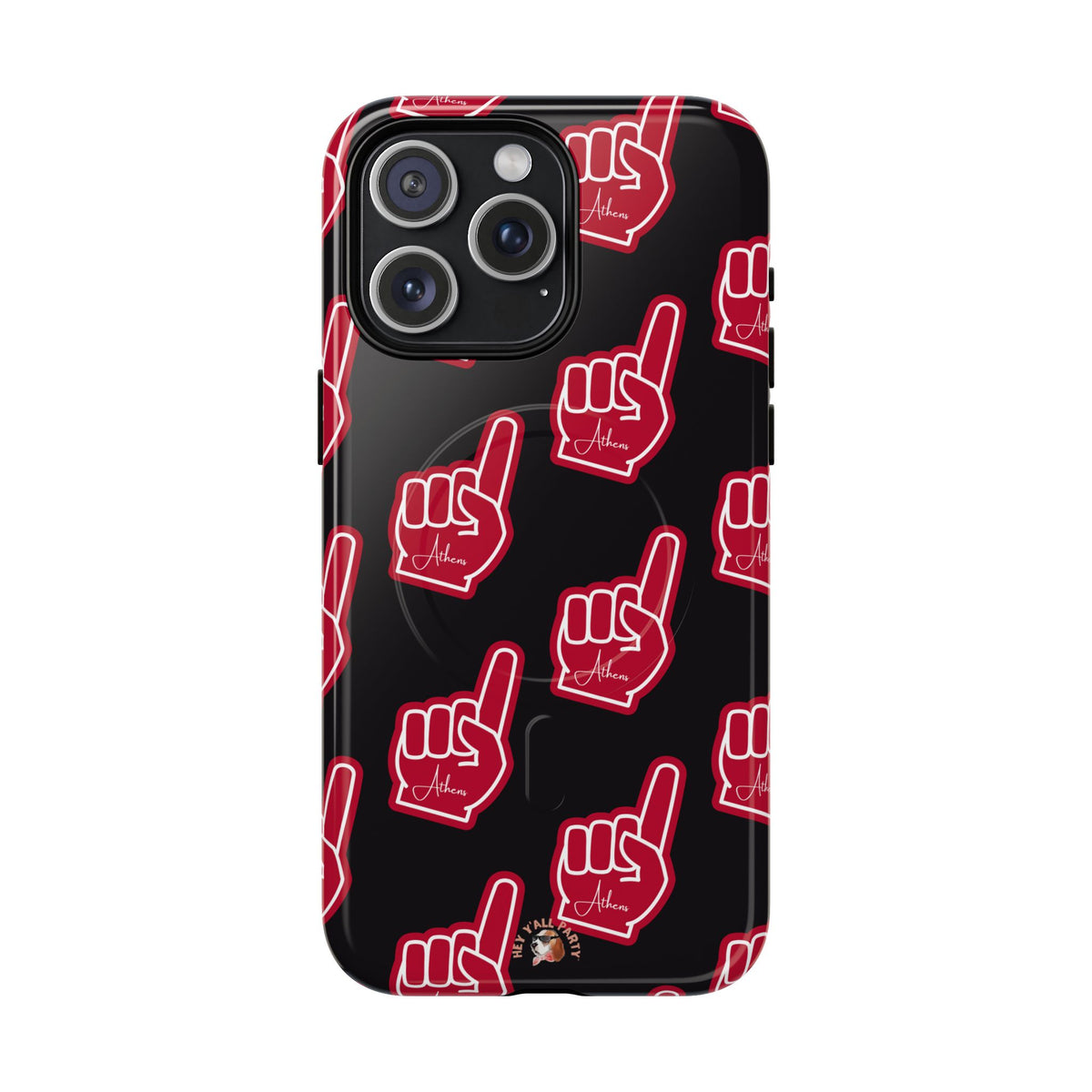 Red Foam Finger "Athens" Georgia Pattern phone case | Magnetic iPhone case | Sports fan accessory