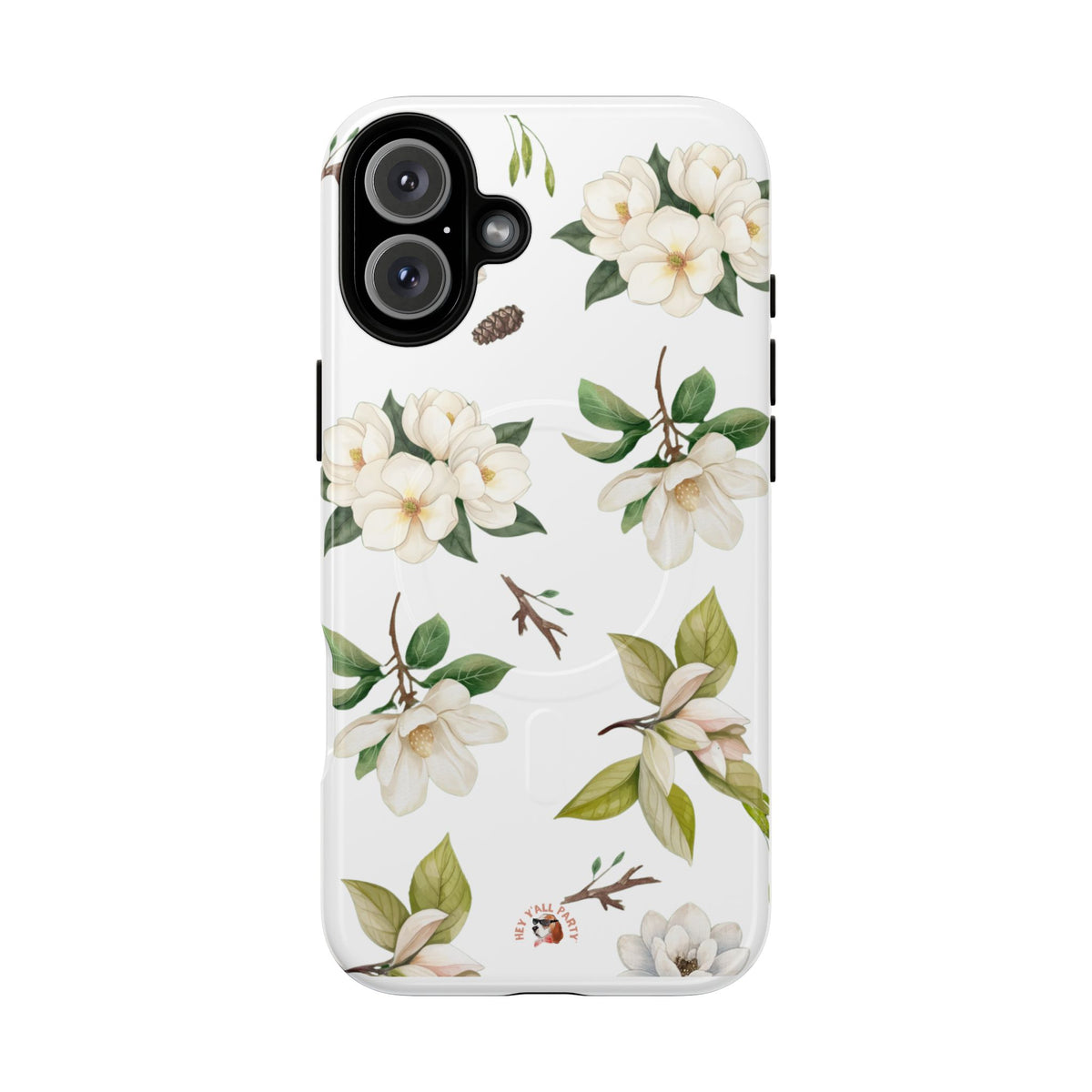White Magnolia Floral Phone Case | Tough Magnetic Case