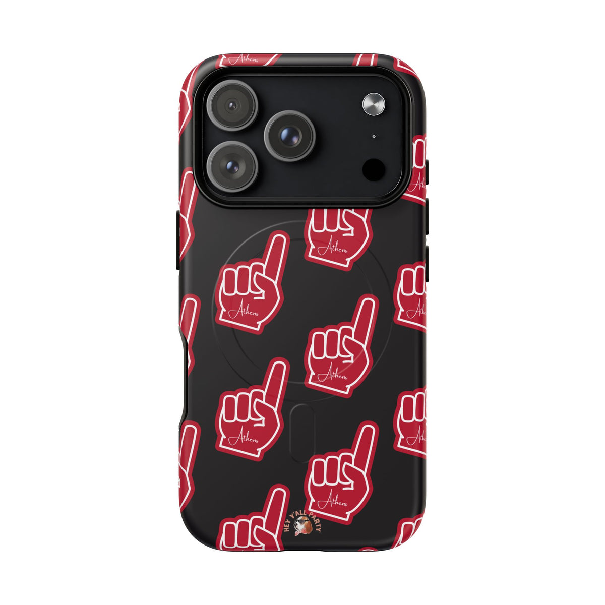 Red Foam Finger "Athens" Georgia Pattern phone case | Magnetic iPhone case | Sports fan accessory