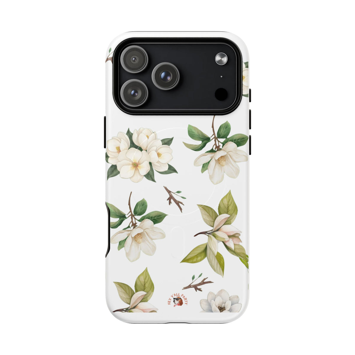 White Magnolia Floral Phone Case | Tough Magnetic Case