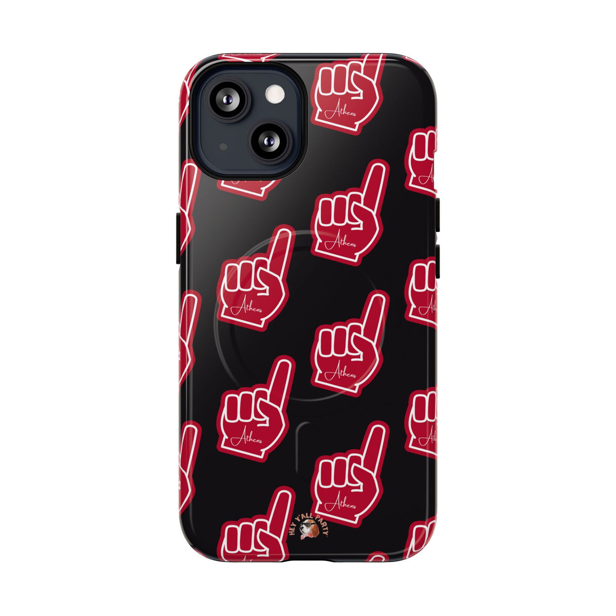 Red Foam Finger "Athens" Georgia Pattern phone case | Magnetic iPhone case | Sports fan accessory