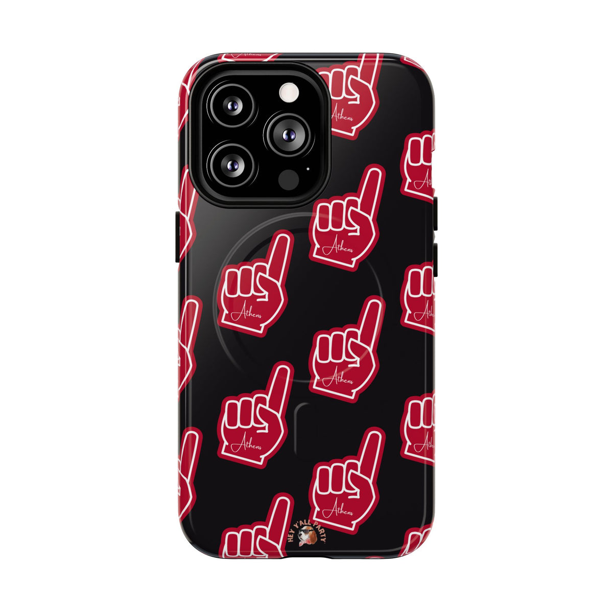 Red Foam Finger "Athens" Georgia Pattern phone case | Magnetic iPhone case | Sports fan accessory