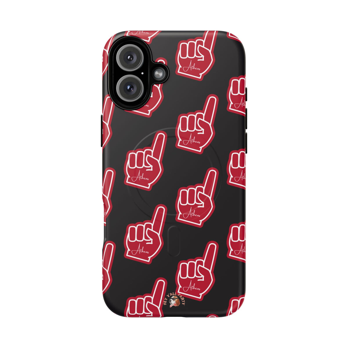 Red Foam Finger "Athens" Georgia Pattern phone case | Magnetic iPhone case | Sports fan accessory