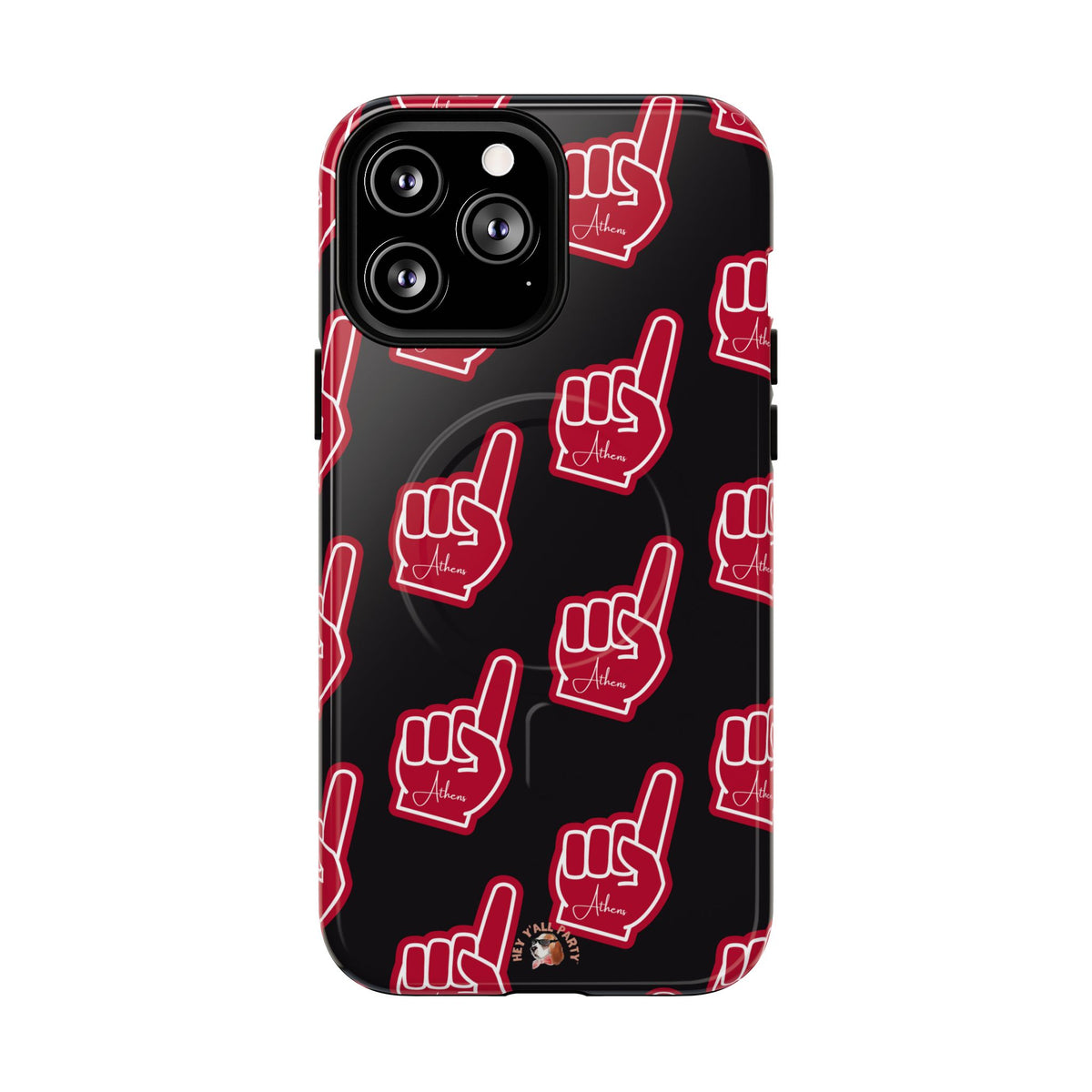 Red Foam Finger "Athens" Georgia Pattern phone case | Magnetic iPhone case | Sports fan accessory