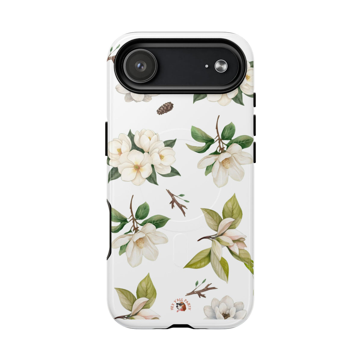 White Magnolia Floral Phone Case | Tough Magnetic Case