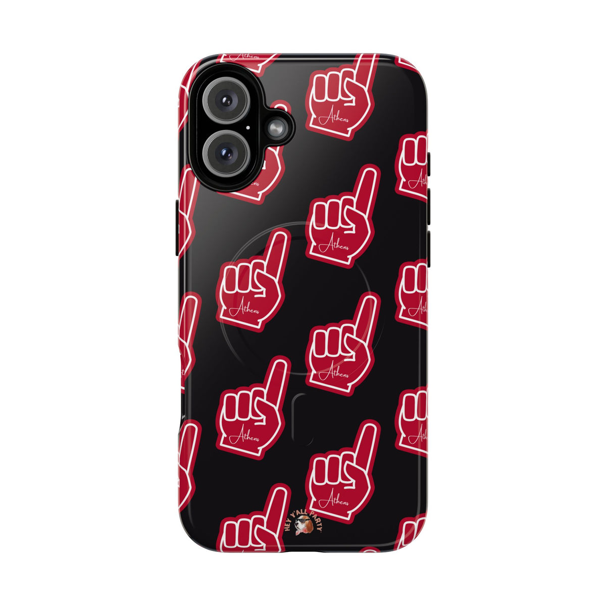 Red Foam Finger "Athens" Georgia Pattern phone case | Magnetic iPhone case | Sports fan accessory
