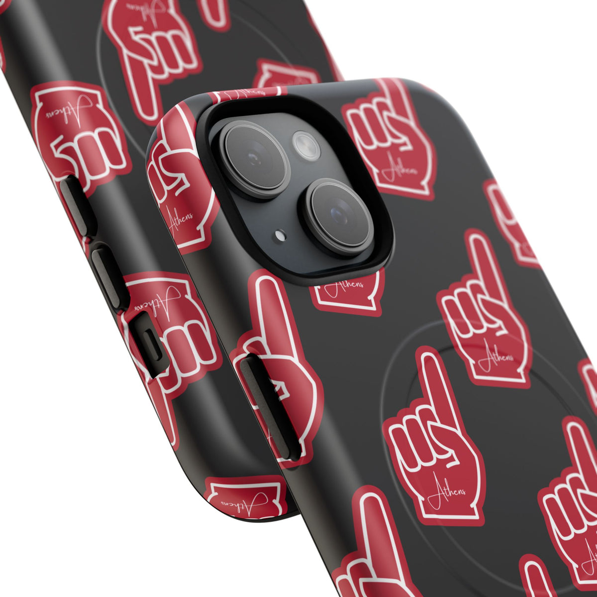 Red Foam Finger "Athens" Georgia Pattern phone case | Magnetic iPhone case | Sports fan accessory