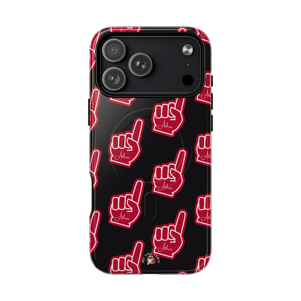 Red Foam Finger "Athens" Georgia Pattern phone case | Magnetic iPhone case | Sports fan accessory