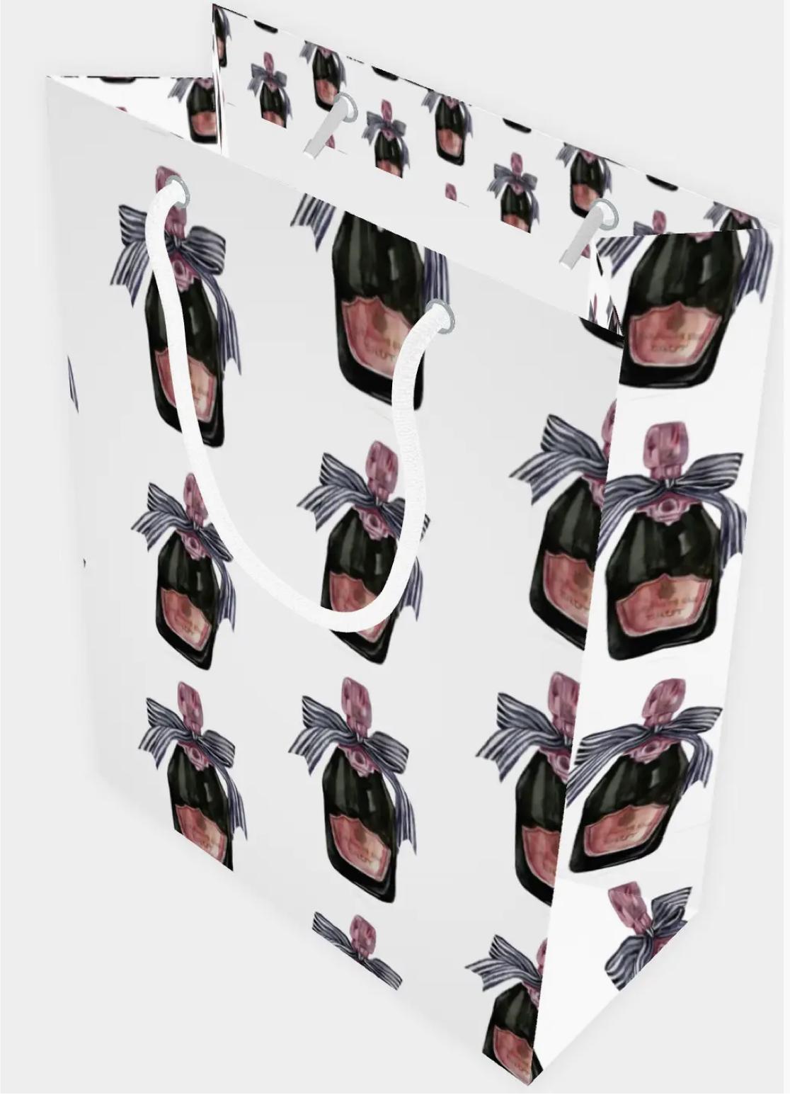 Champagne Bottle Gift Bag for Weddings, Bridal Showers, Celebrations