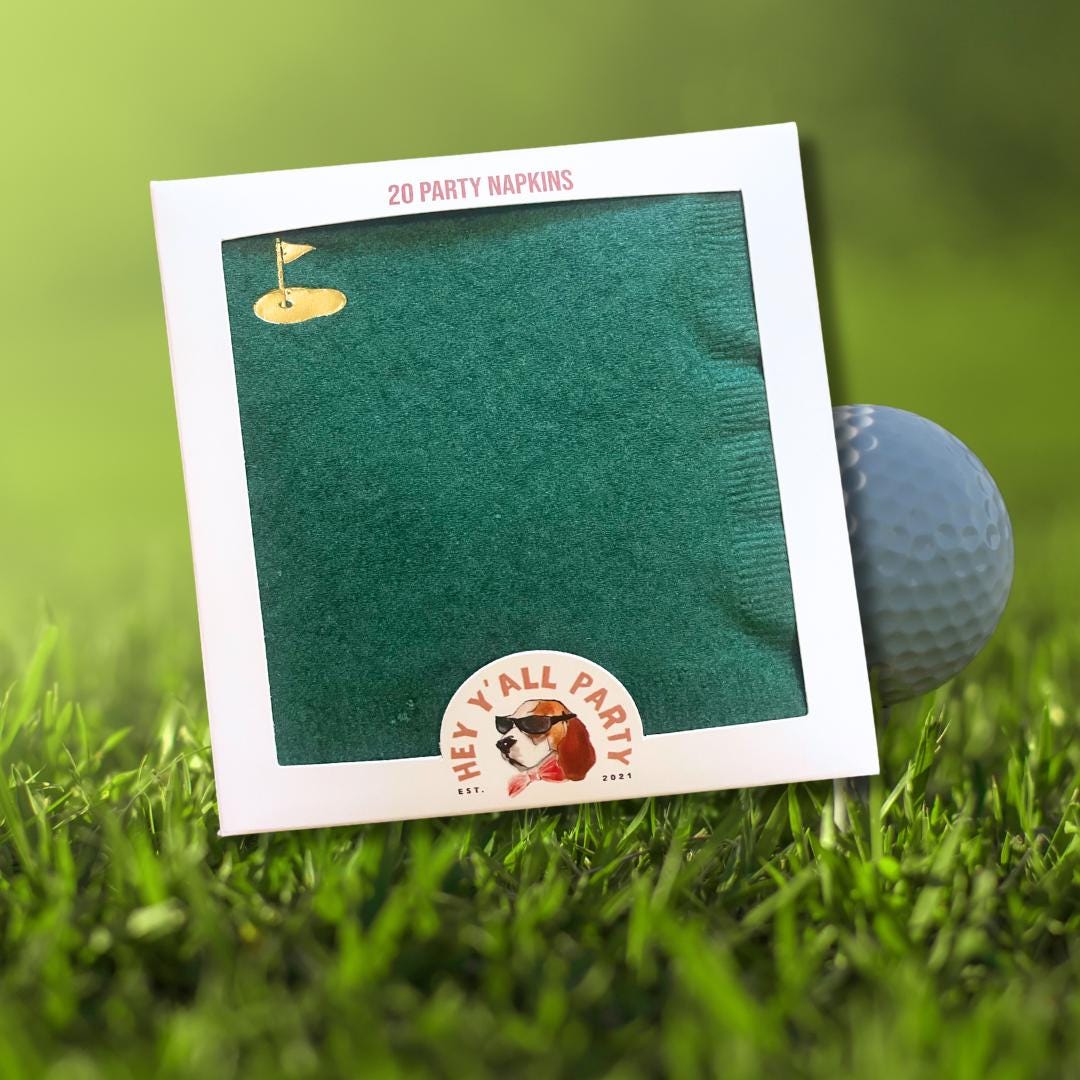 Golf Golfing Gold Foil Party Green Napkin